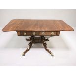 A Regency style mahogany pedestal sofa table,