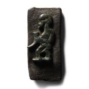 Scandinavian Pre-Viking Bronze Mount on Original Leather Strap Section