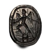 Romano-Egyptian Haematite Scarab with Gnostic Figure