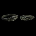 Medieval Bronze Clasped Hands Wedding Ring