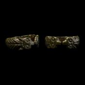 Pre-Viking Period Bronze Ring with Wolf Heads