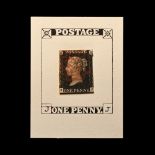 Victorian Penny Black Re-entry with Red Maltese Cross