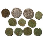 Group of Eleven [11] English Found Medieval, Tudor and Stuart AE and AR Coins.