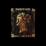 Victorian Penny Black Re-entry with 'Black & Red' Maltese Crosses