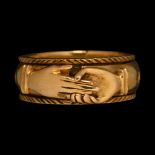 Georgian Gold Mourning Ring with Opening Clasped Hands