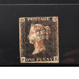 Victorian Penny Black with Red Maltese Cross