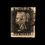 Victorian Penny Black with 'Manchester' Maltese Cross