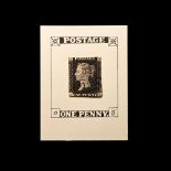 Victorian Penny Black Re-entry with Black Maltese Cross