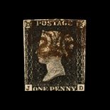 Victorian Penny Black with 'Dark Brown' Maltese Cross