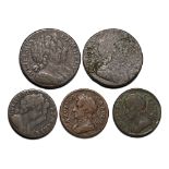 Mixed Group of Five [5] Early English Milled Coins.