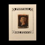 Victorian Penny Black Re-entry with Red Maltese Cross
