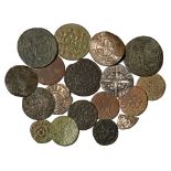Group of Eighteen [18] Medieval AR Coins and Post Medieval AE Trade Tokens.