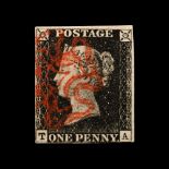 Victorian Penny Black with 'Stonehaven - Red Double Lined' Maltese Cross