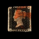 Victorian Penny Black with 'Curious 5 Postmark'