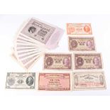 A small group of European and world banknotes, including a British North Borneo Company one dollar