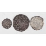 A group of three Henry VIII hammered silver coins, comprising a second coinage groat, Laker bust,