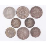 A small collection of George II and George III silver coinage, including a George II shilling