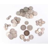 A large collection of silver and silver nickel coinage, comprising George V and George VI crowns,