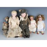 A Heubach Köppelsdorf bisque head doll, impressed '250/17/0', with blonde hair, sleeping blue