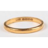 A 22ct gold wedding ring, Birmingham 1938, weight 2.7g, ring size approx N.