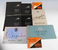 A collection of Chrysler related ephemera, including seven Imperial Eight sales brochures, a 1932