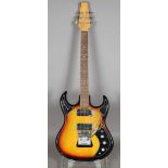 A Baldwin-Burns Baby Bison electric guitar with sunburst body, Serial No. 19185, cased.