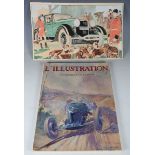 René Vincent - an original watercolour design for a Lincoln motor car advert, depicting a hunting