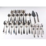 An Elizabeth II part canteen of silver Old English pattern cutlery, comprising four tablespoons,