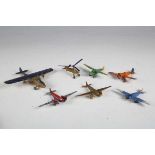 Seven pre-war Dinky Toys aircraft, comprising No. 62K The King's Aeroplane G-A EXX in silver, red