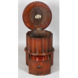 A Victorian mahogany circular library step, converted from a commode stool, inset with gilt-tooled