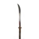 A fine Japanese naginata, Edo period, with curved single-edged deep-grooved fullered blade, blade