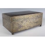 A Thai silver gilt and niello rectangular box, mid-19th century, the hinged lid and sides finely