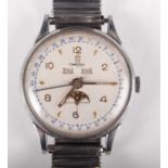 An Omega Cosmic Triple Calendar steel cased gentleman's wristwatch, Ref. 2486-1, circa 1947, the