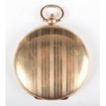 A 9ct gold hunting cased gentleman's pocket watch case, the front and back with engine turned