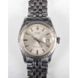 A Rolex Oyster Perpetual Datejust stainless steel gentleman's bracelet wristwatch, Ref. 1603,
