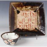 A John Maltby semi-porcelain studio pottery bowl, of flared circular shape raised on a small