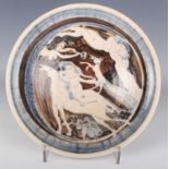 An Eric James Mellon studio pottery flared circular bowl, dated 1982, titled The Mermaid & The Fox /