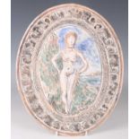A Quentin Bell studio pottery oval dish or platter, incised, painted and partly glazed with a