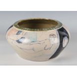 An Eric James Mellon studio pottery vase of bulbous shape, dated 2009, titled Mirrors, painted in