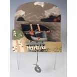 A John Maltby painted wood and mixed media wall hanging automaton, with rocking ship named '