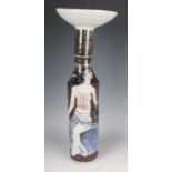 An Eric James Mellon studio pottery Circus vase, dated 2005, the tall cylindrical body with