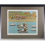 Bryan Pearce (British 1929-2006) - St Ives from Smeaton’s Pier, colour screenprint, signed lower