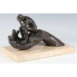 Lorenzo Quinn - 'The Hand of God', a late 20th century brown patinated bronze sculpture of a hand