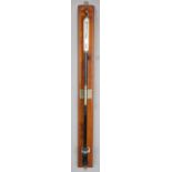 A mid-20th century Air Ministry black enamelled and silvered stick barometer of cylindrical form,