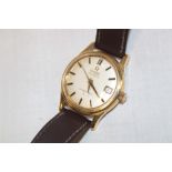 A gentlemans 18ct gold wristwatch by Omega "The Automatic Chronometer Constellation" with later