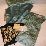 A 1920s/30s silk dress with floral decoration, two various evening purses,