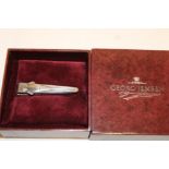 A Danish silver tie clip with swordfish decoration by Georg Jensen in original box
