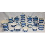 A selection of Cornish kitchenware, mainly modern including four storage jars, coffee pot,