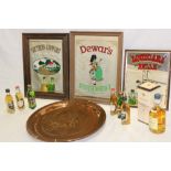 A selection of whisky advertising memorabilia including a bottle of 20cl Dalwhinnie 15 year old