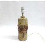 COLIN KELLAM (b.1942) An early studio pottery table lamp base with rough textured cut and altered